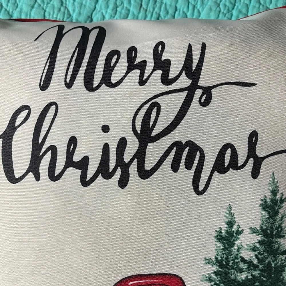 Festive Red Truck Christmas Pillow